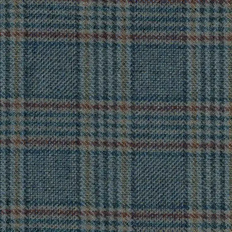 Teal with Navy and Brown Check Tweed