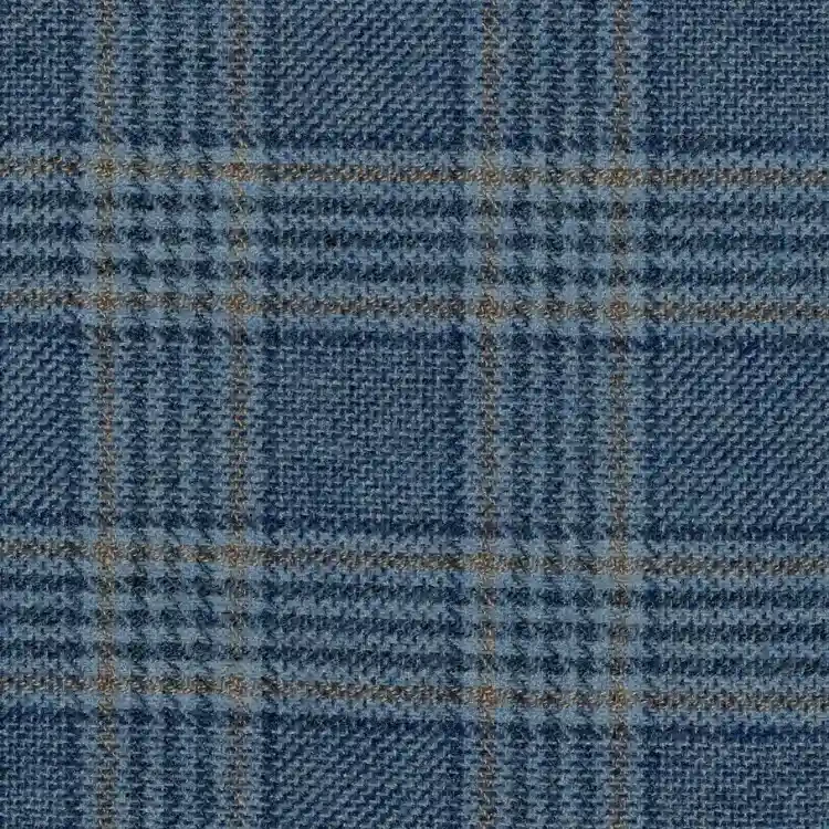 Navy with Light Blue and Brown Check Tweed