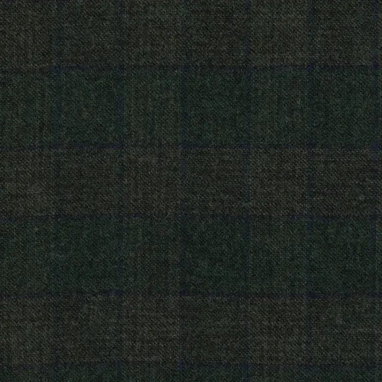 Dark Green with Navy and Brown Check Tweed
