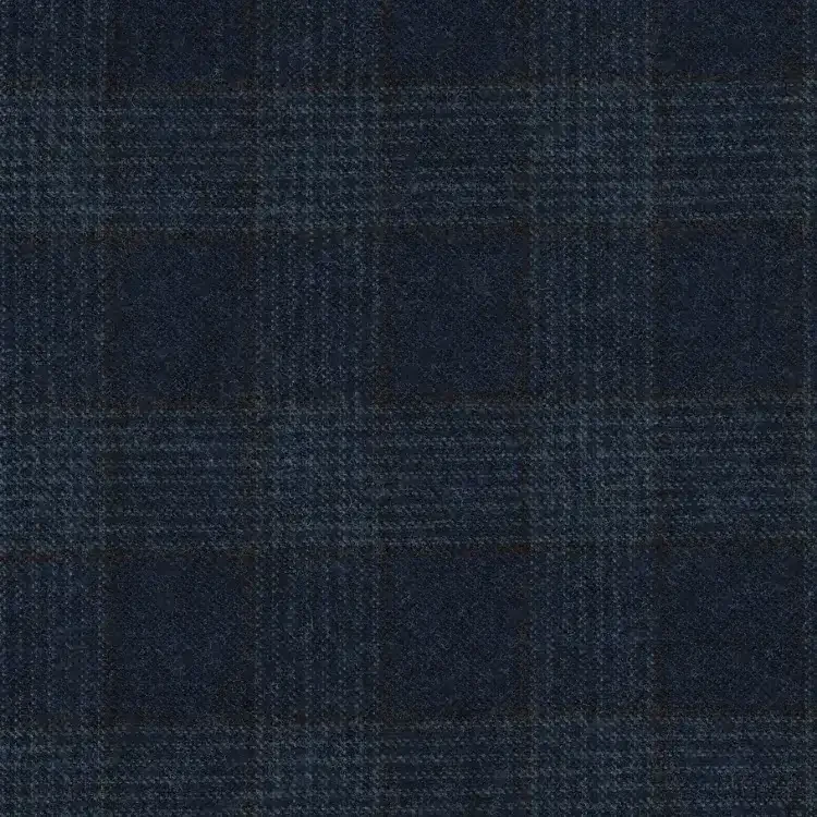 Navy with Brown and Light Blue Check Tweed