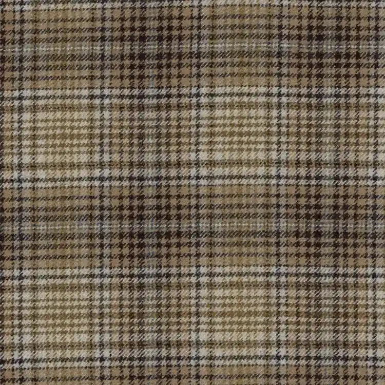 Cream with Brown and Blue Check Tweed