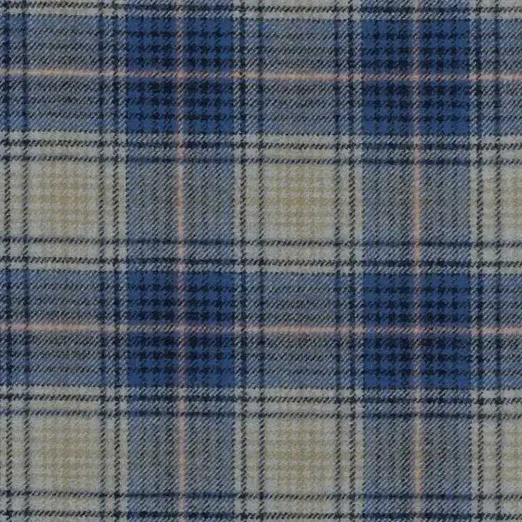 Navy, Silver and Red Check Tweed