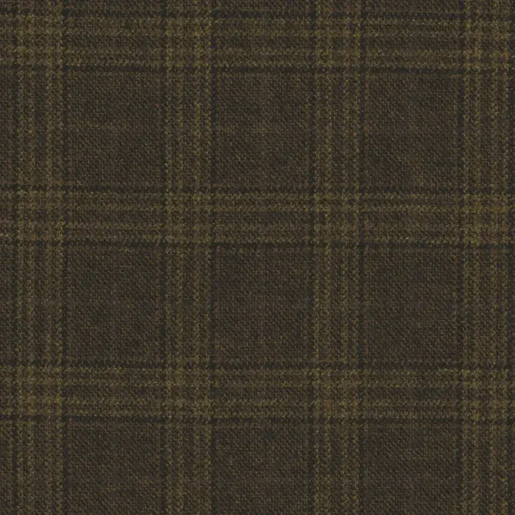 Brown with Gold Check Tweed Fabric