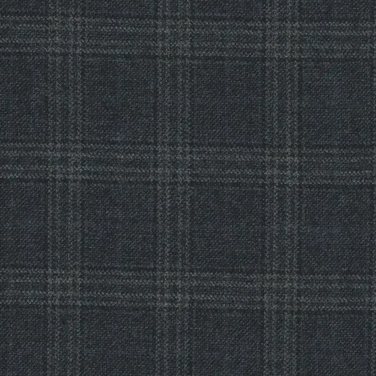 Dark Gray with Silver Check Tweed Fabric
