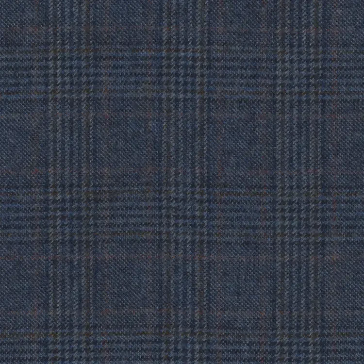 Stone Blue with Brown Check Tweed Fabric