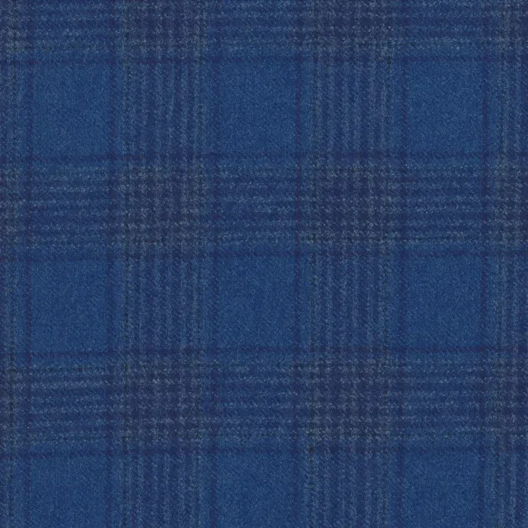 Saphire Blue with Navy Check Tweed Fabric