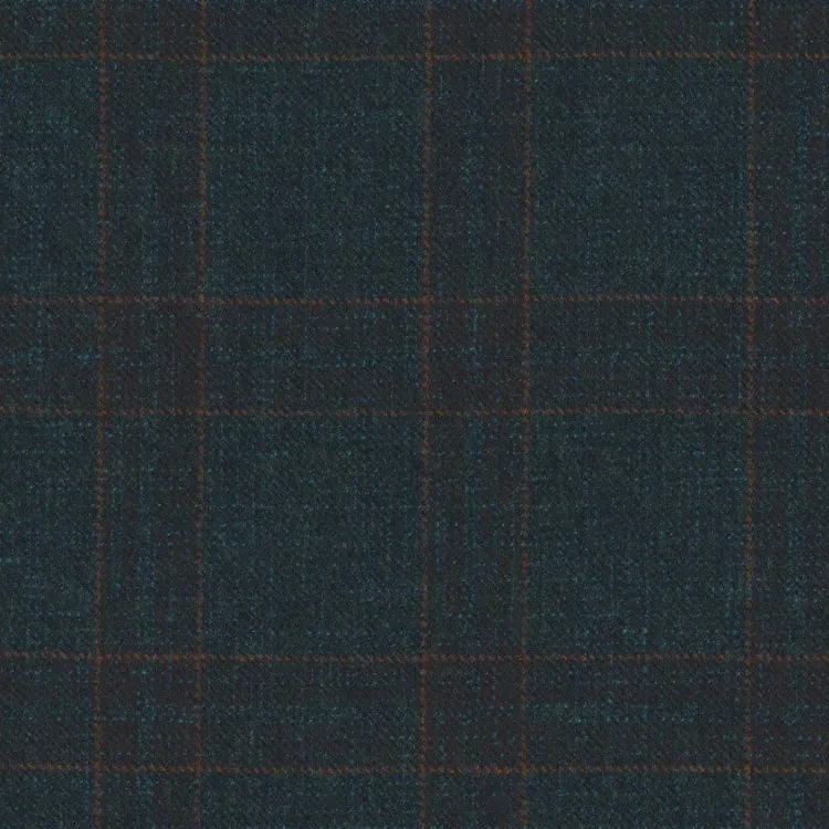 Green with Caramel Check Tweed Fabric