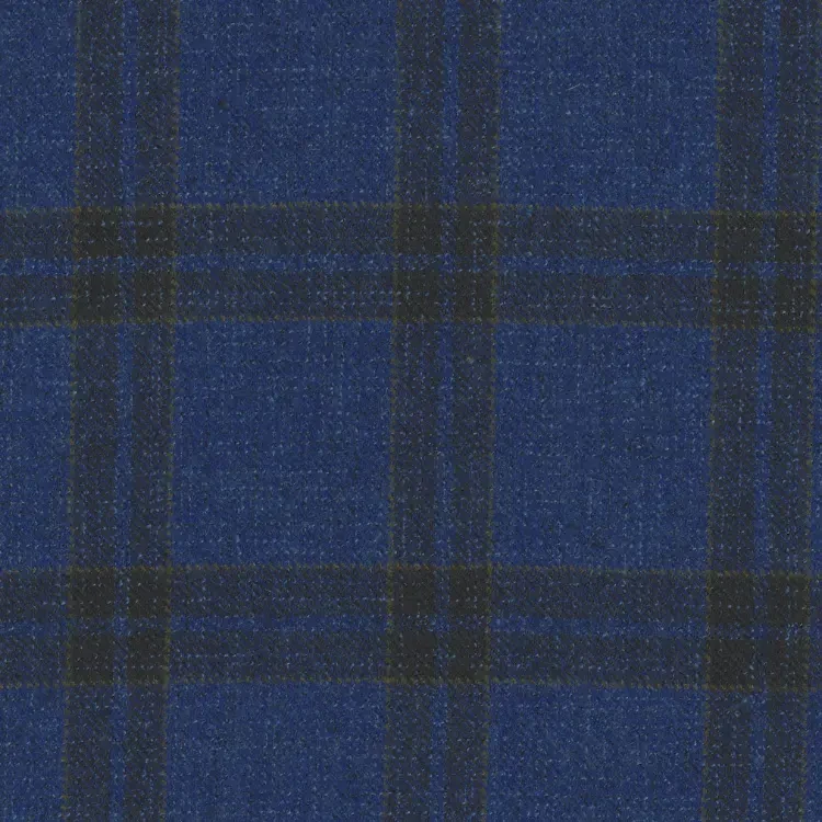 Admiral Blue with Brown Check Tweed Fabric