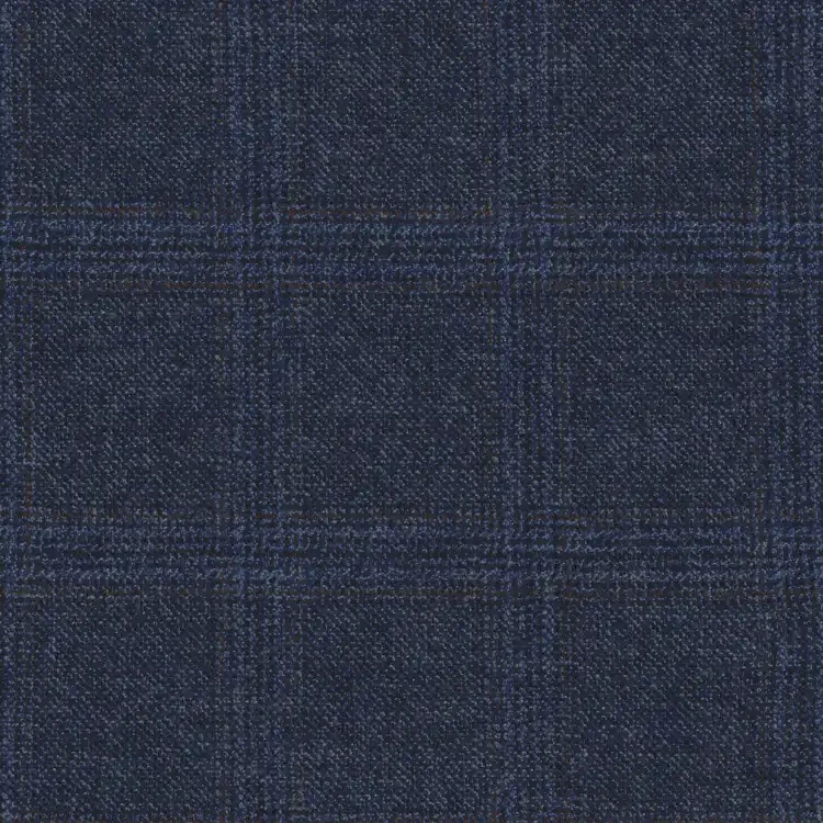 Blue with Brown Check Tweed Fabric