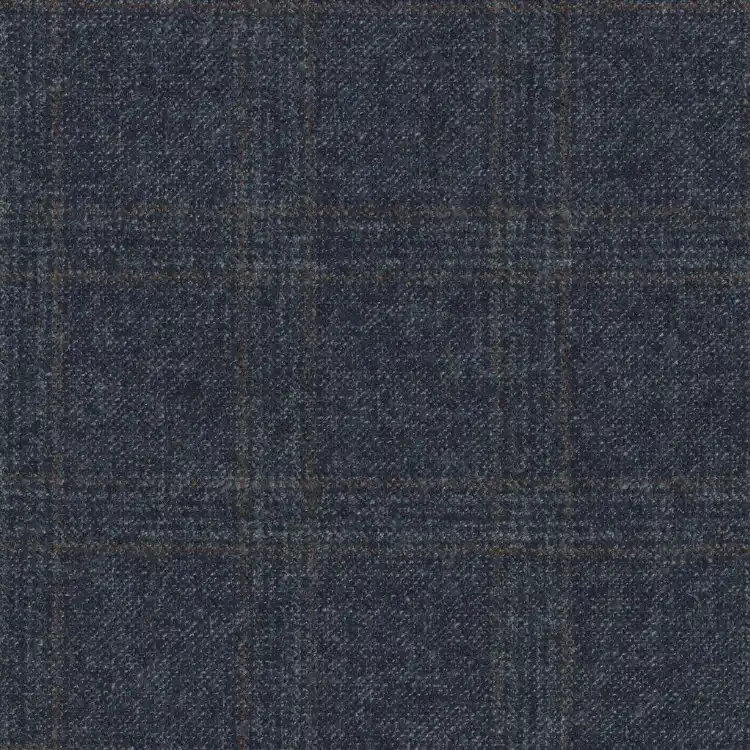 Lead with Brown Check Tweed Fabric