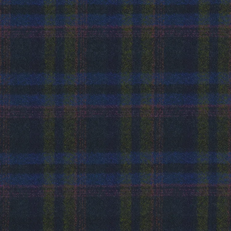 Azure Blue with Pink And Green Check Tweed Fabric