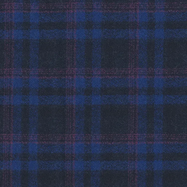 Navy with Blue And Pink Check Tweed Fabric