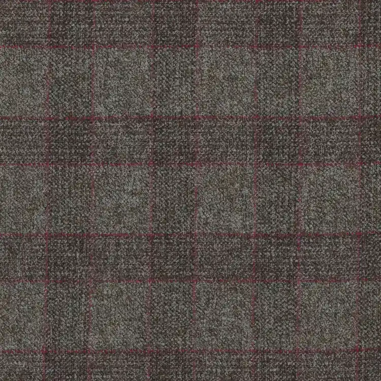 Simply Taupe with Red Check Tweed Fabric