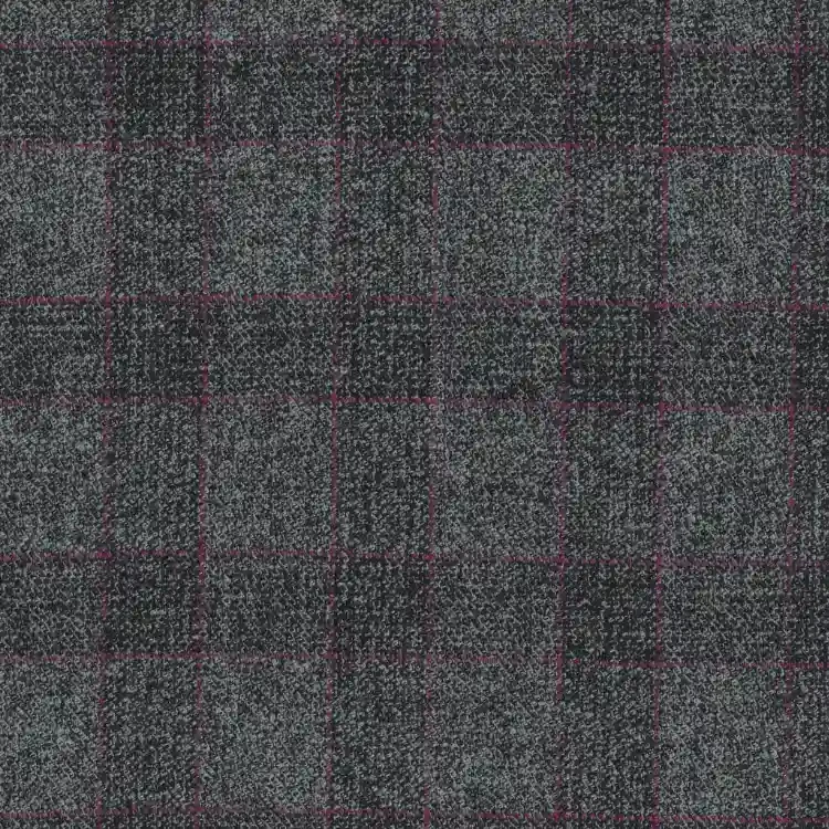 Ash Gray with Pink Check Tweed Fabric