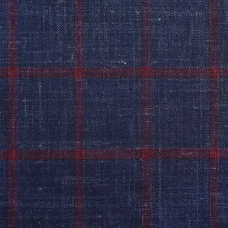 Dark Teal Blue with Maroon Windowpane