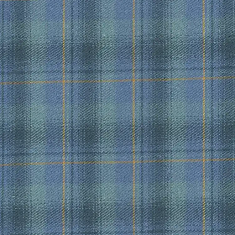Steel Blue with Sage Green and Yellow Check