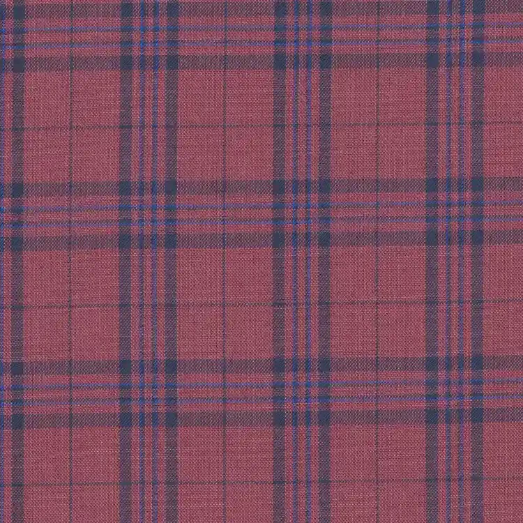 Red with Dark Navy Check