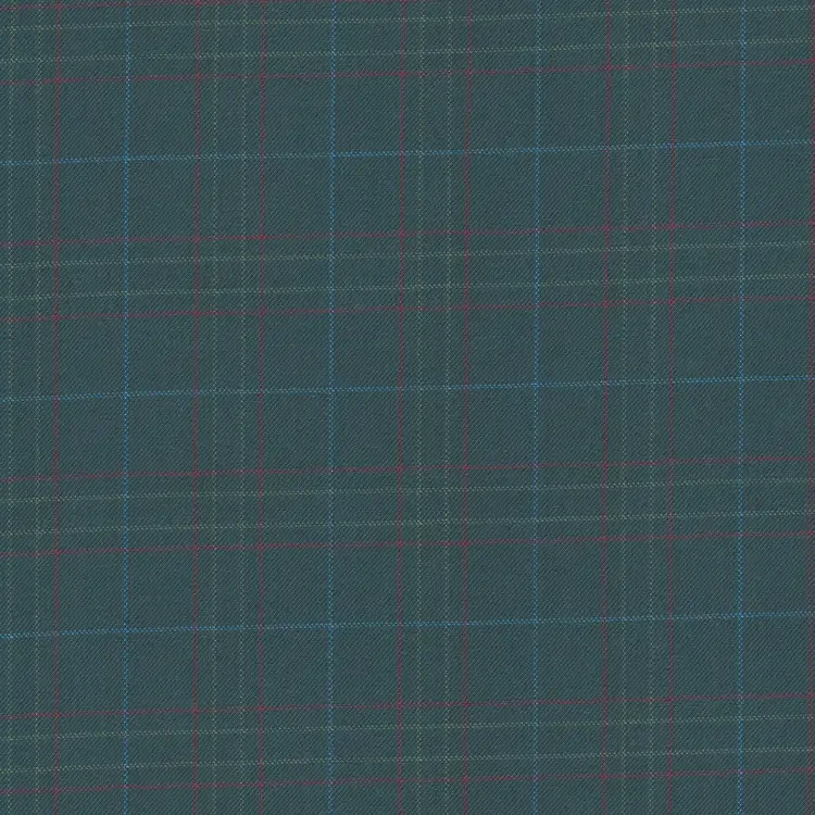 Dark Teal Green with Read Blue and Yellow Check