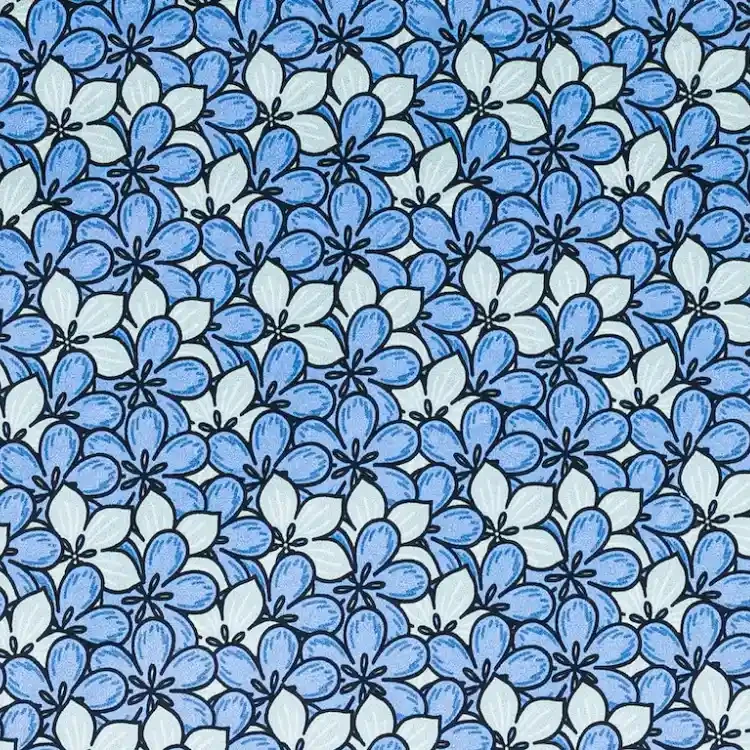 Cornflower Blue and Sage Green Floral Print