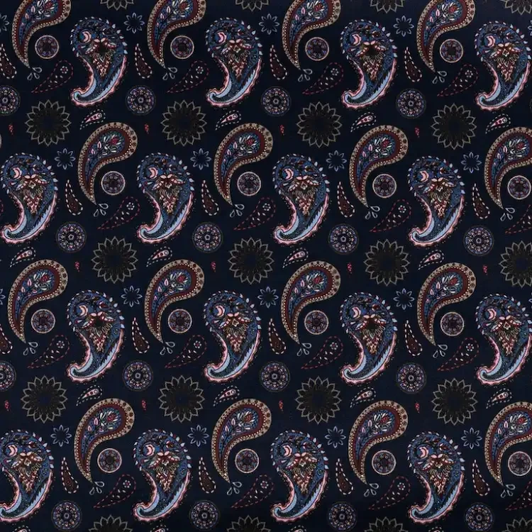 Dark Navy with Floral Paisley Print