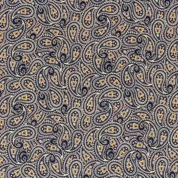 White and Blue Paisley Pattern Print