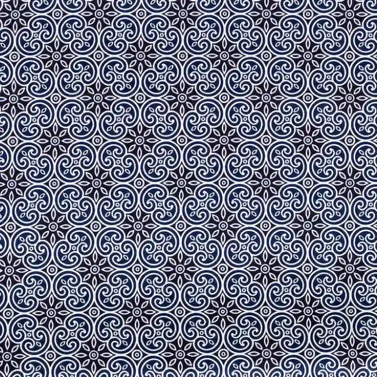Navy Blue Pattern Print