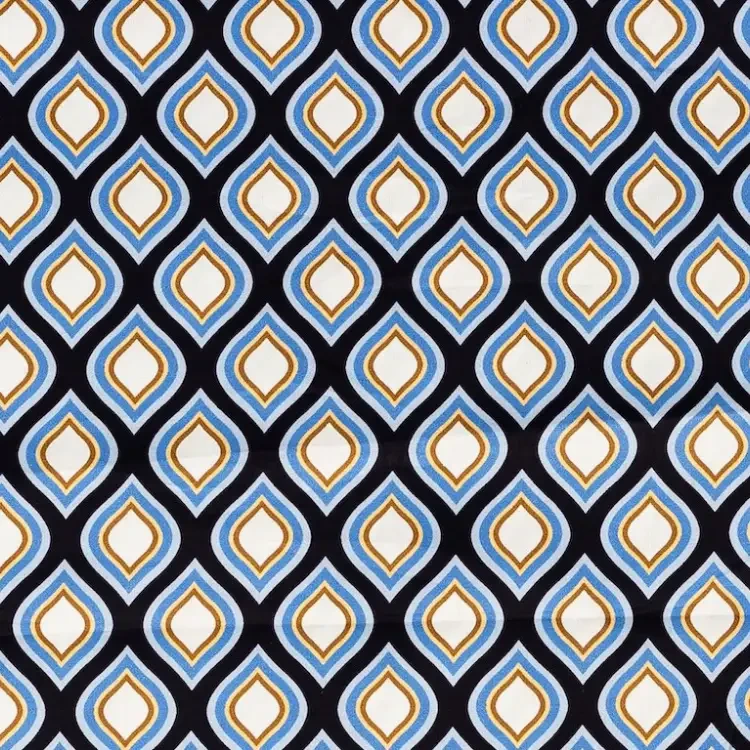 Black with Geometric Teardrop Pattern Print