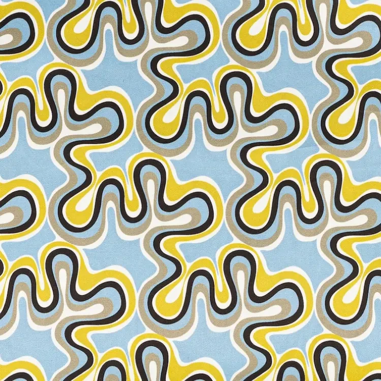 Blue and Green Retro Wave Abstract Pattern Print