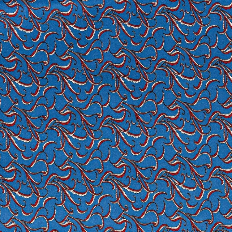Blue with Red Floral Paisley Pattern Print