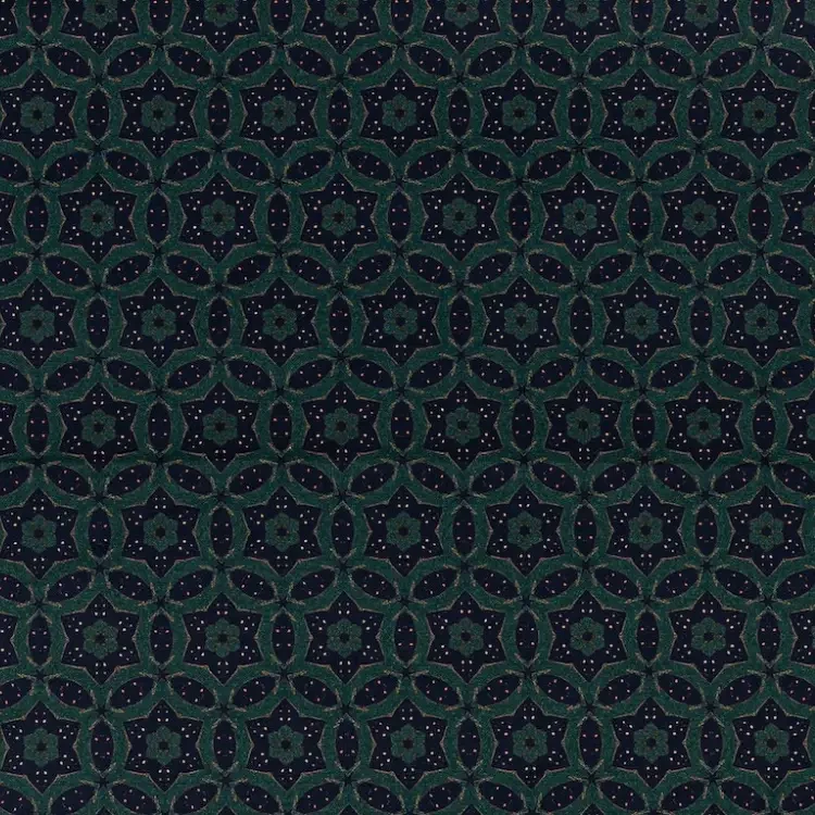 Blue and Green Floral medallion Pattern Print
