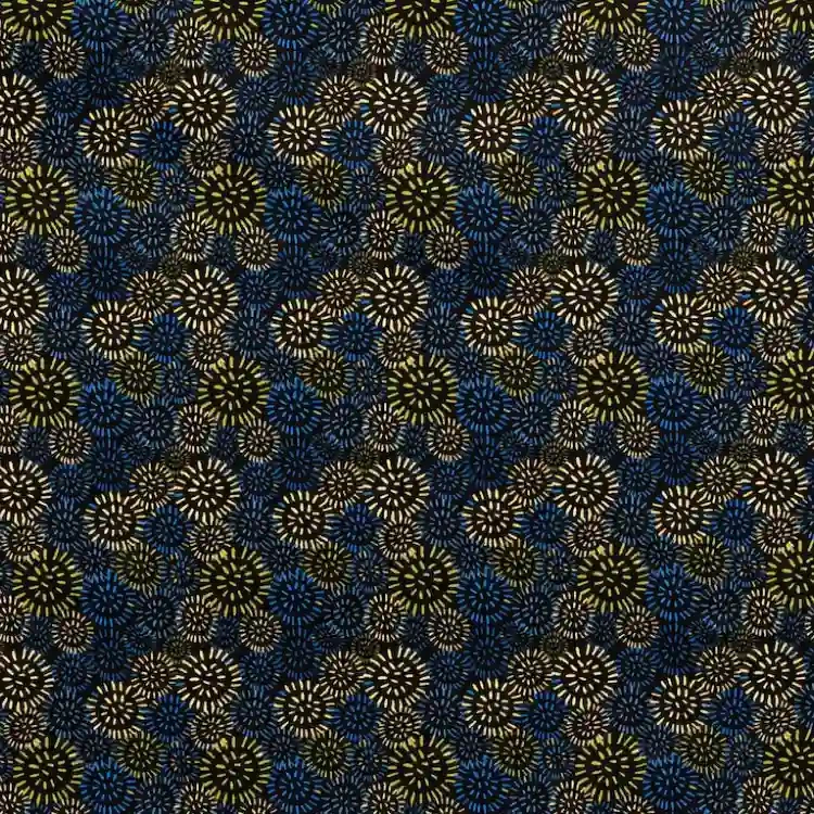 Yellow and Blue Floral Burst Pattern Print
