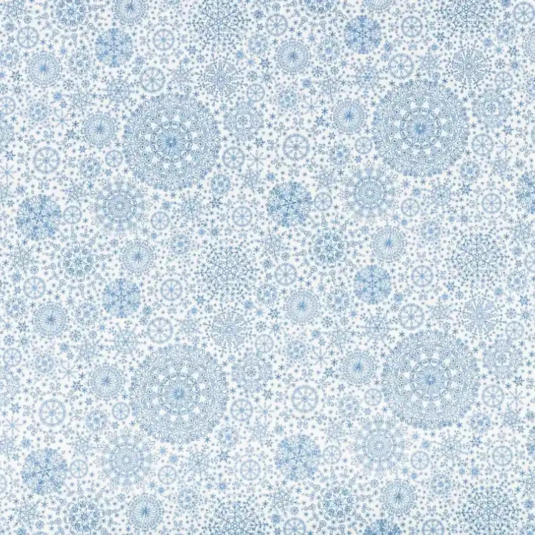 White and Blue Frost Mandala Pattern Print