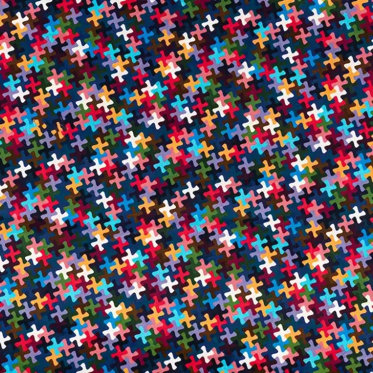 Colorful Puzzle Piece Mosiac Pattern Print