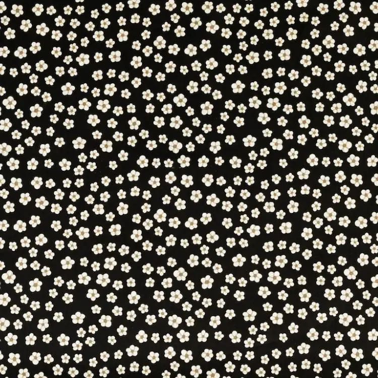 Black with White Flower Print