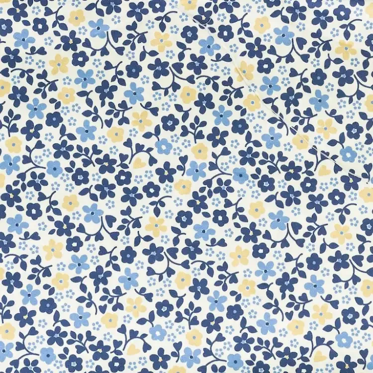 Beige with Blue and Yellow Floral Print