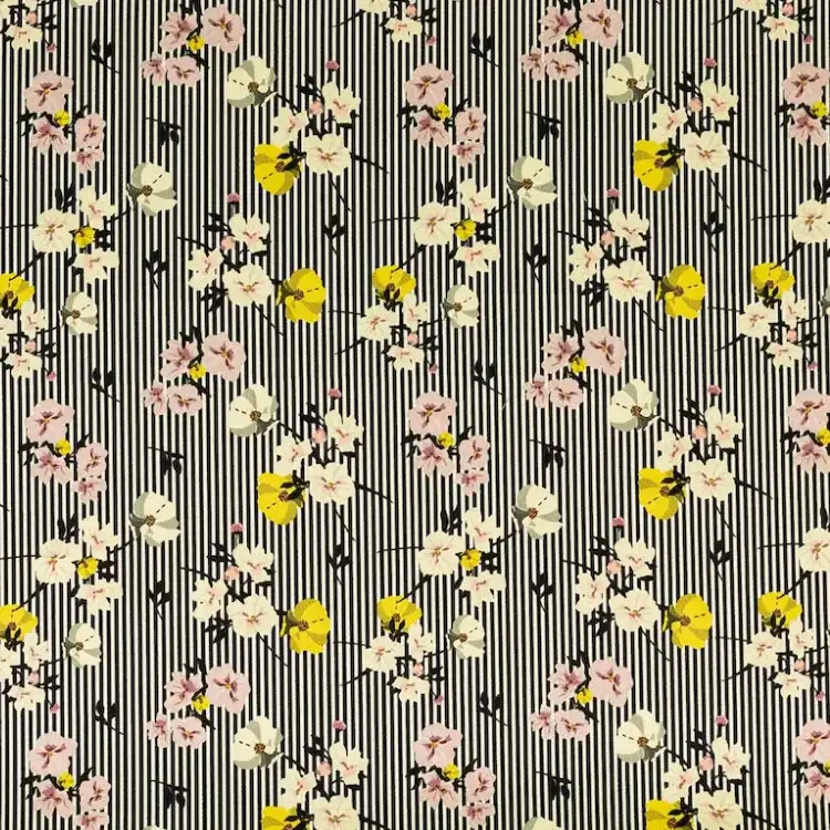 Black and White Stripes with Floral Print