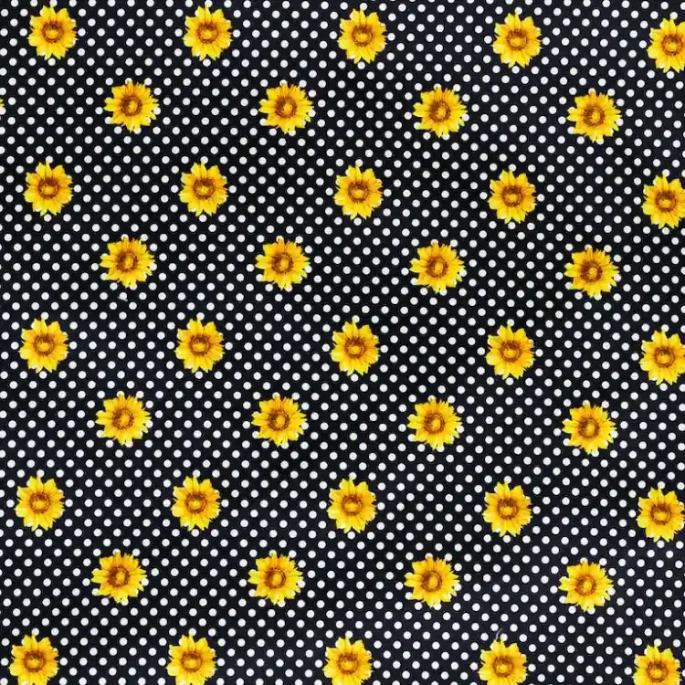 Dotted Midnight Blue with Sunflower Print