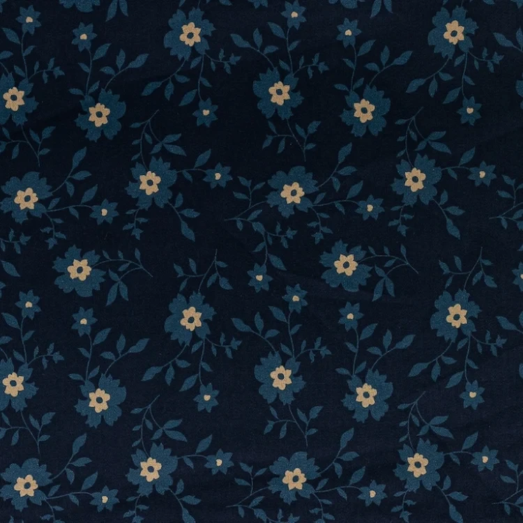 French Navy Blue Floral Print