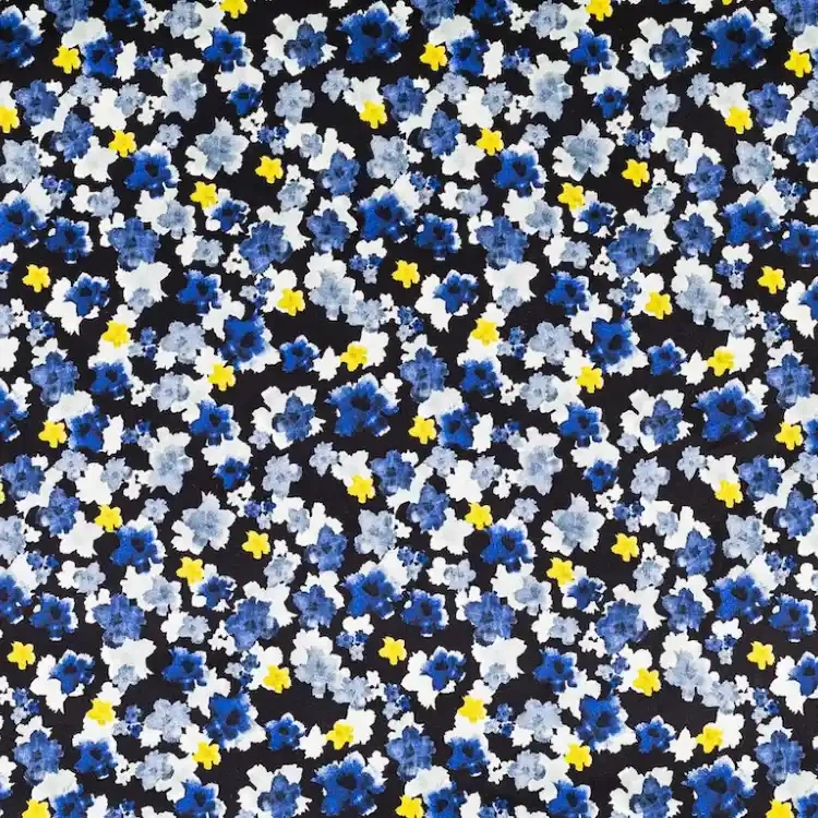 Black with Blue Floral Print