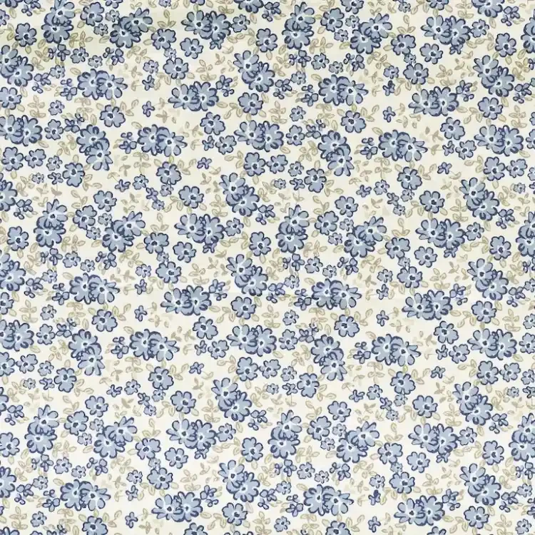 Beige with Cornflower Blue Floral Print