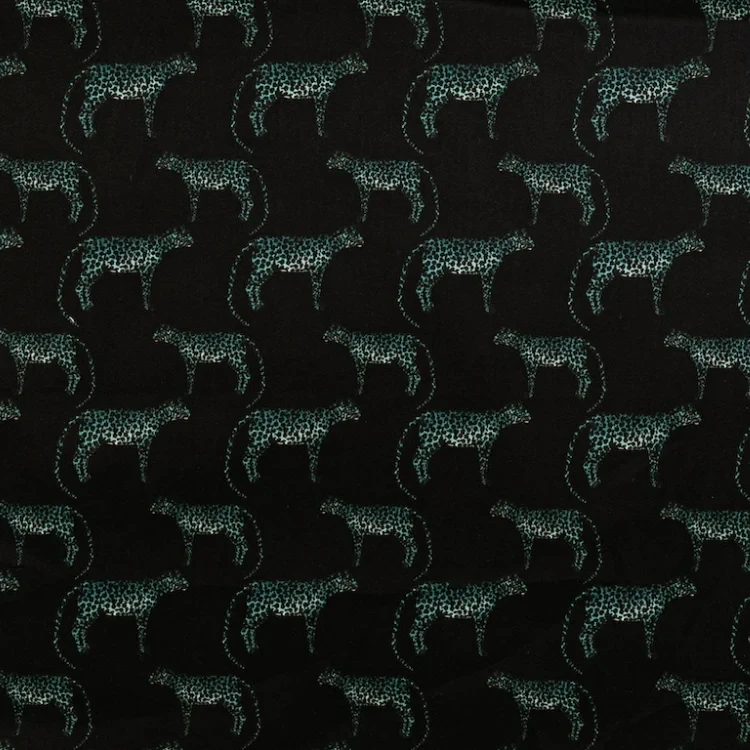 Black with Teal Green Leopard Print