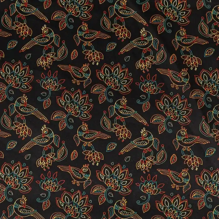 Multicolor Floral and Bird Print
