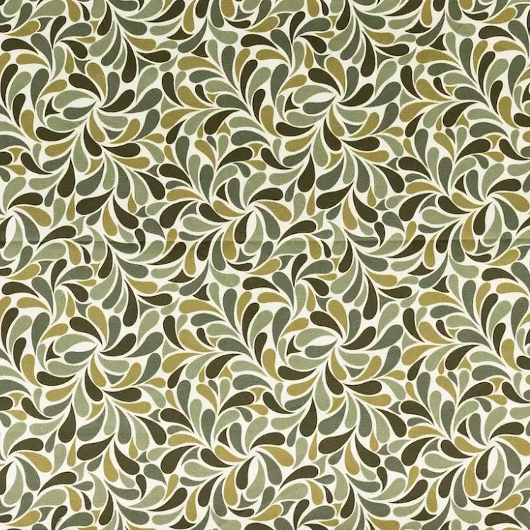 White with Olive Green Paisley Print
