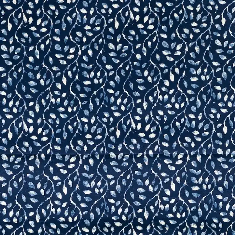 Cobalt Blue Leaves Pattern Print