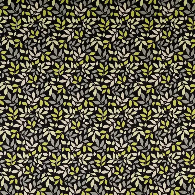Black with Green Leaves Print
