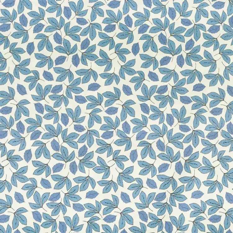 Off White with Blue Leaves Print
