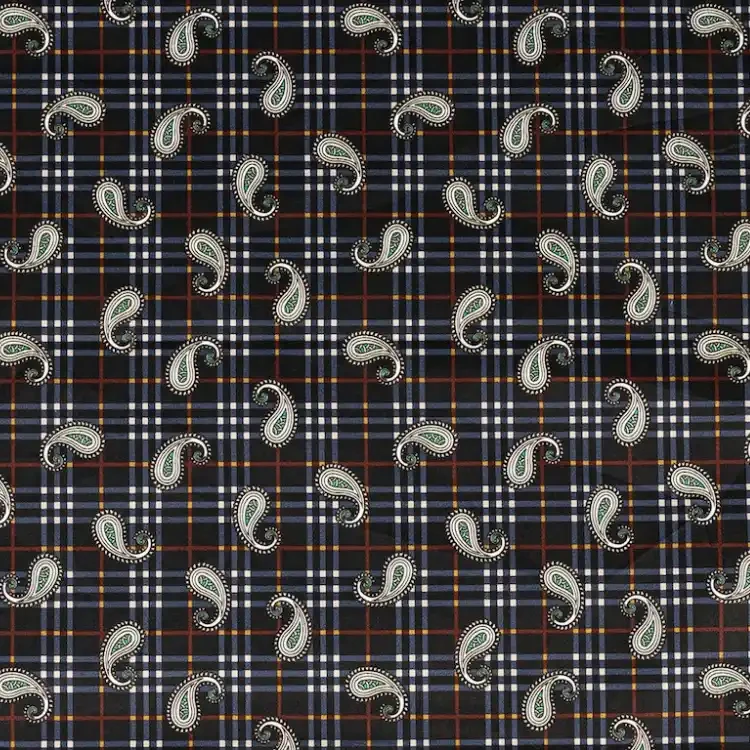 Black and Blue Checkerd with Paisley Print