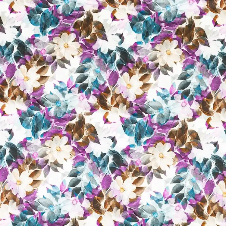 White with Blue Floral Print