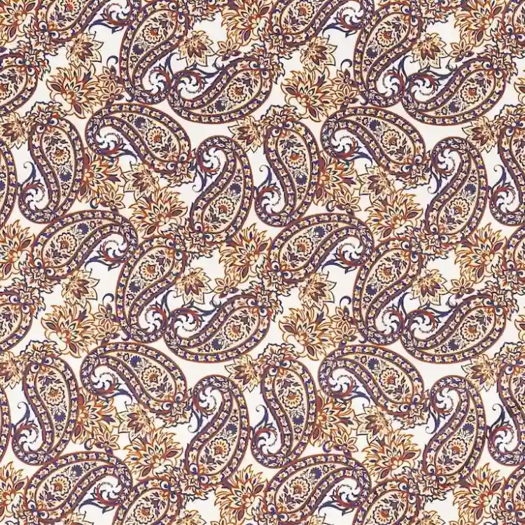 White with Multicolored Paisley Print
