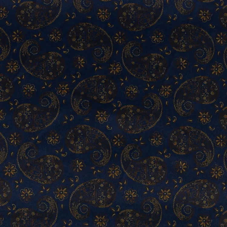 Navy with Brown Floral Paisley Pattern Print